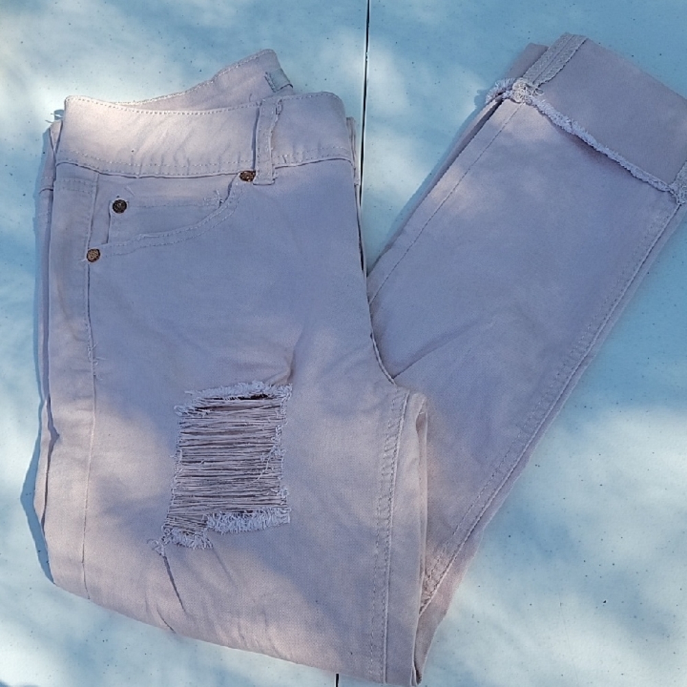Refuge Light Pink Distressed Skinny Jeans